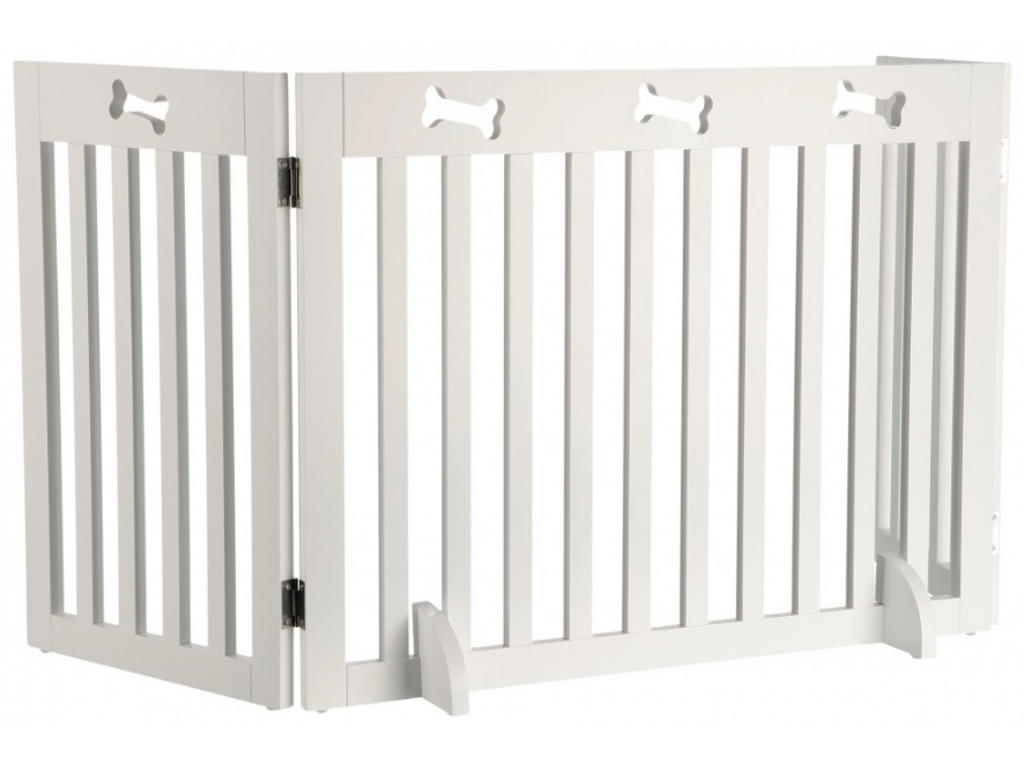 Dog gate, 3-parts, 82–124 × 61 cm, white