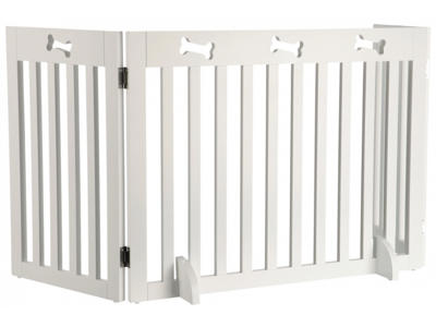 Dog gate, 3-parts, 82–124 × 61 cm, white