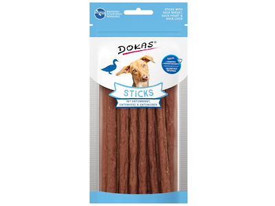 Dokas Sticks med Andebryst, Andehjerte & Andelever 60 g – Kornfri Hundegodbidder med Naturligt Kollagen