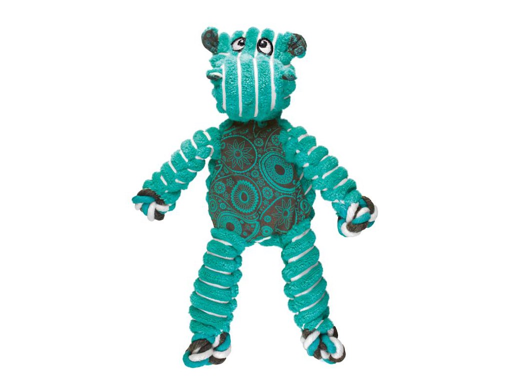 KONG Floppy Knots Hippo M/L – Blødt og Stærkt Hundelegetøj med Knudret Reb