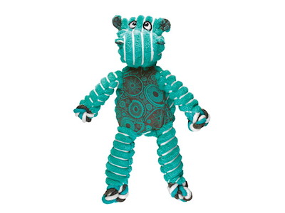 KONG Floppy Knots Hippo M/L – Blødt og Stærkt Hundelegetøj med Knudret Reb