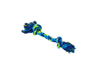 BUSTER Colour Dental Rope 2-Knot, blå/lime, M, 30 cm