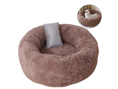 Pawise rund donut-seng i fluffy faux fur 48 x 20 cm