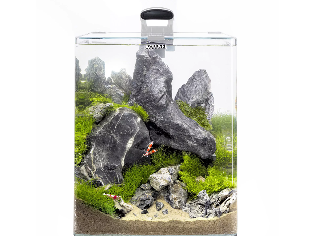 Aquael OptiBent Set 30 Sort – Akvariesæt m. optiglas, LED, filter og varmelegeme (30L)