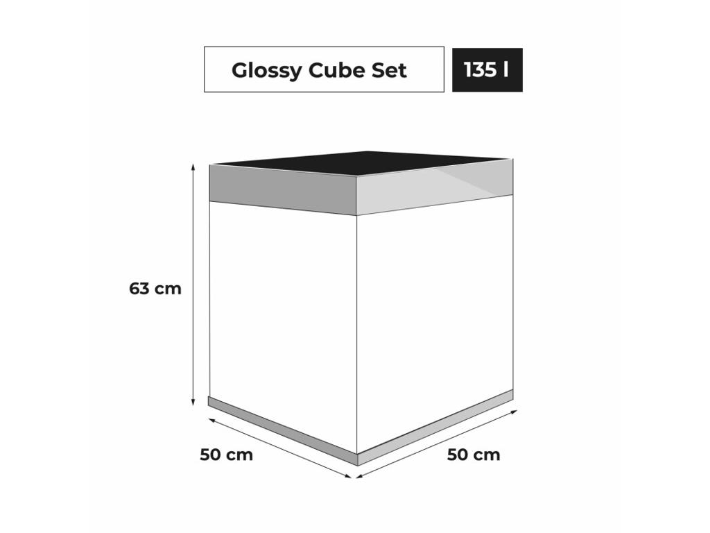 Glossy akvarie cube 50x50x63 132 ltr hvid