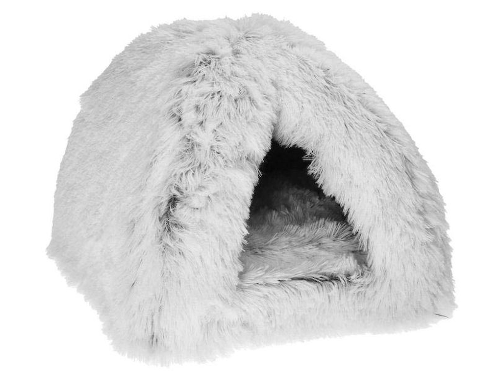 Fluffy Igloo Grå 40 x 40 x 35 cm – Huleseng til Katte, Kaniner og Små Hunde
