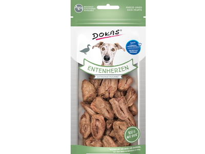 Dokas Andehjerter 22 g – Frysetørrede Hundegodbidder af 99,5 % Andehjerter