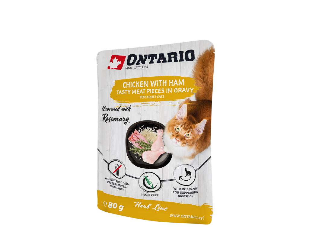 Ontario Herb line pouches - Kylling med skinke, ris og rosmarin 80 g