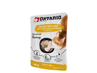 Ontario Herb line pouches - Kylling med skinke, ris og rosmarin 80 g