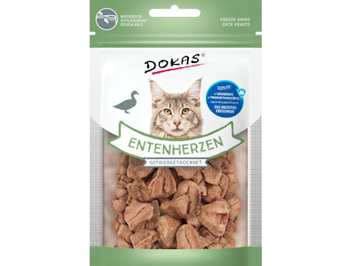 Dokas Frysetørrede Andehjerter 15 g til Kat – Kornfri Kattegodbidder af 99,5 % Andehjerter
