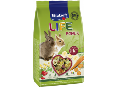 Vitakraft Life Power Kanin 1,8 kg – Fuldfoder med Gulerødder, Banan & Beta-Glukaner til Dværgkaniner