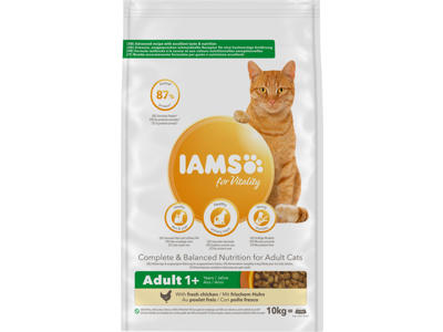 10 KG IAMS KATTEFODER VOKSEN MED KYLLING FRA 1 TIL 6 ÅR