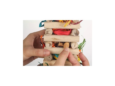 Papegøjelegetøj Stacker 33 x 11 cm – Naturligt Aktivitetslegetøj til Fugle