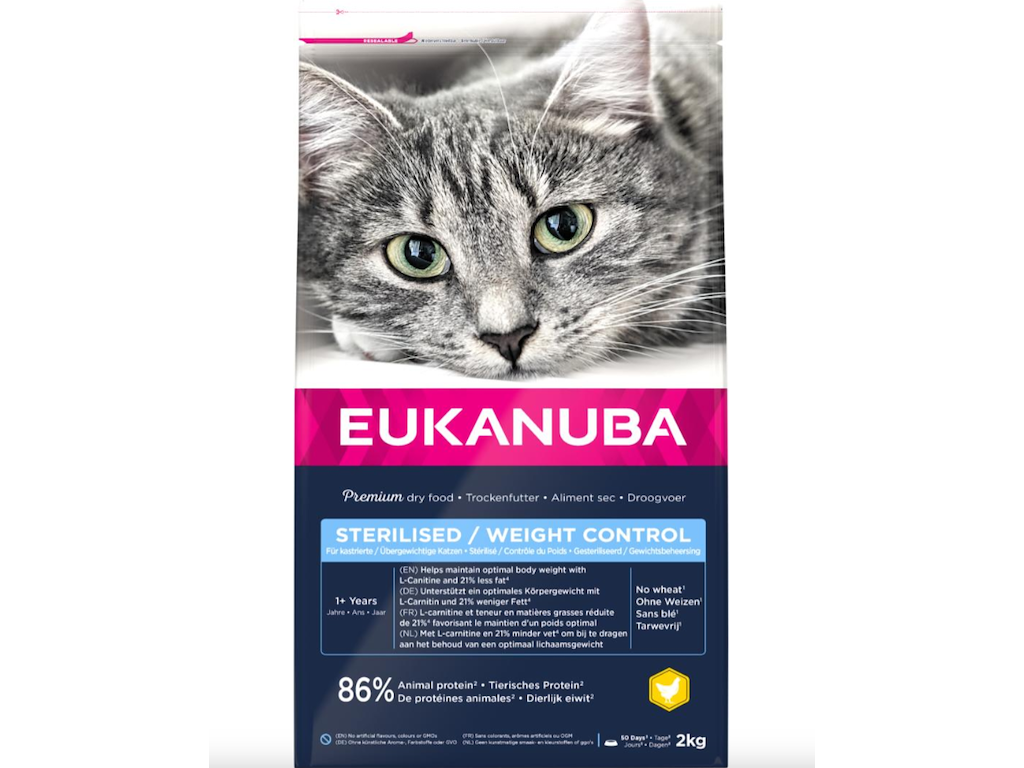 EUKANUBA Cat Adult Sterilised & Weight Control 2 kg – Tørfoder til Neutraliserede Katte