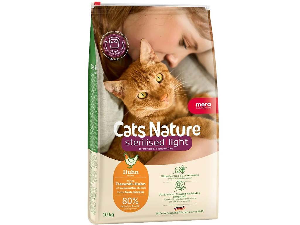 MERA Cats Nature Sterilised Light Adult Kylling 10 kg
