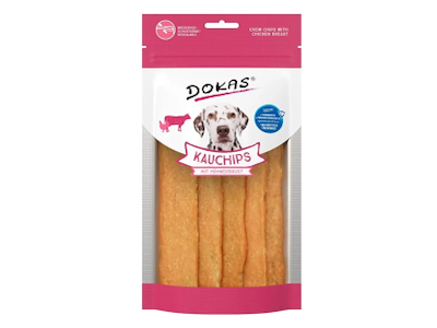 Dokas Tyggechips med Kylling & Kollagen 175 g – Kornfri Tyggesnack med Oksehud og Kylling