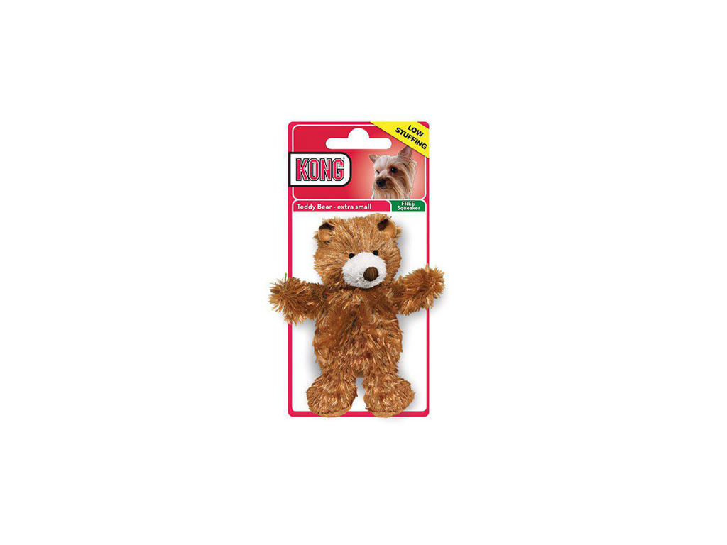 KONG Plush Teddy Bear XS 10 x 7 x 4 cm – Lille Hundebamse med Pivelyd