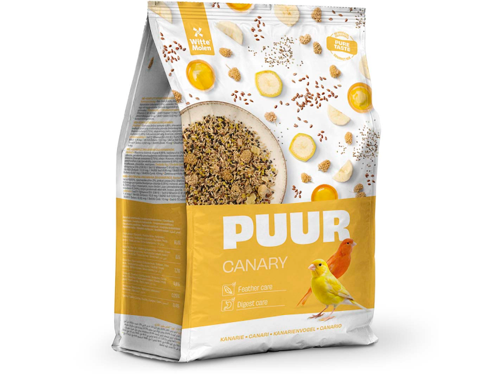 Witte Molen PUUR Canary Kanariefoder 750 g – Premium Frøblanding med Chiafrø, Hørfrø og Vitaminer