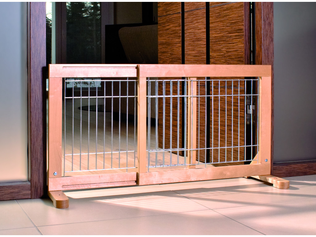 Dog barrier dør,birk, 63–108×50×31 cm