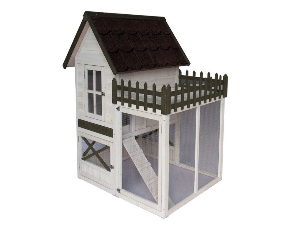Udendørs Kaninbur Estate 132 x 120 x 132 cm – Homestyle – Hvid/Grå