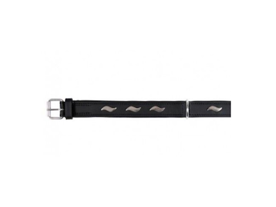 Active Hundehalsbånd Sort 42 cm med Bølgeformede Metalbeslag – Læderhalsbånd