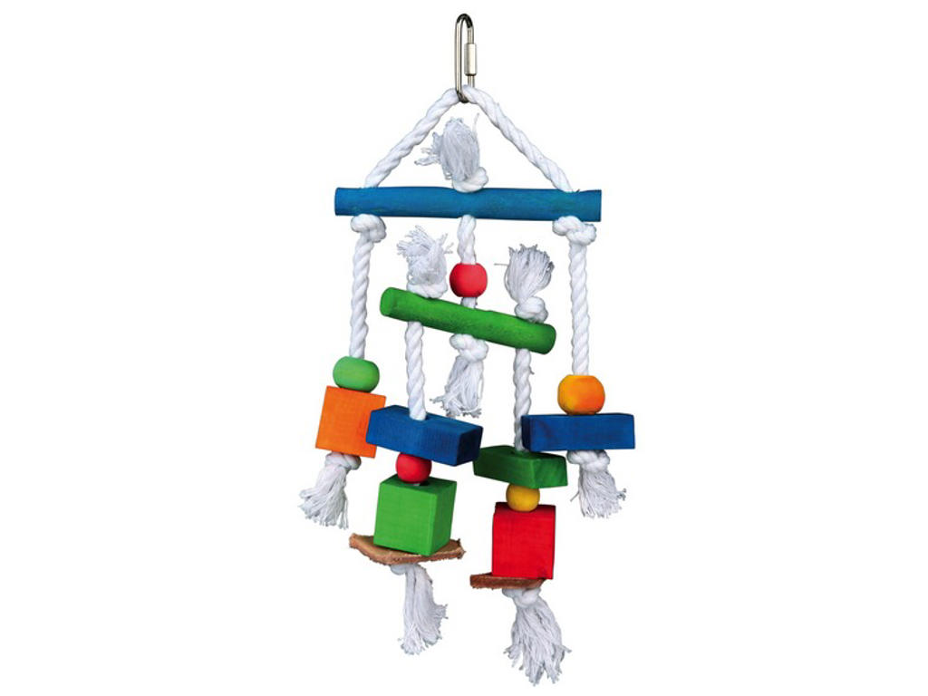 Træ legetøj med læder & reb, 24 cm