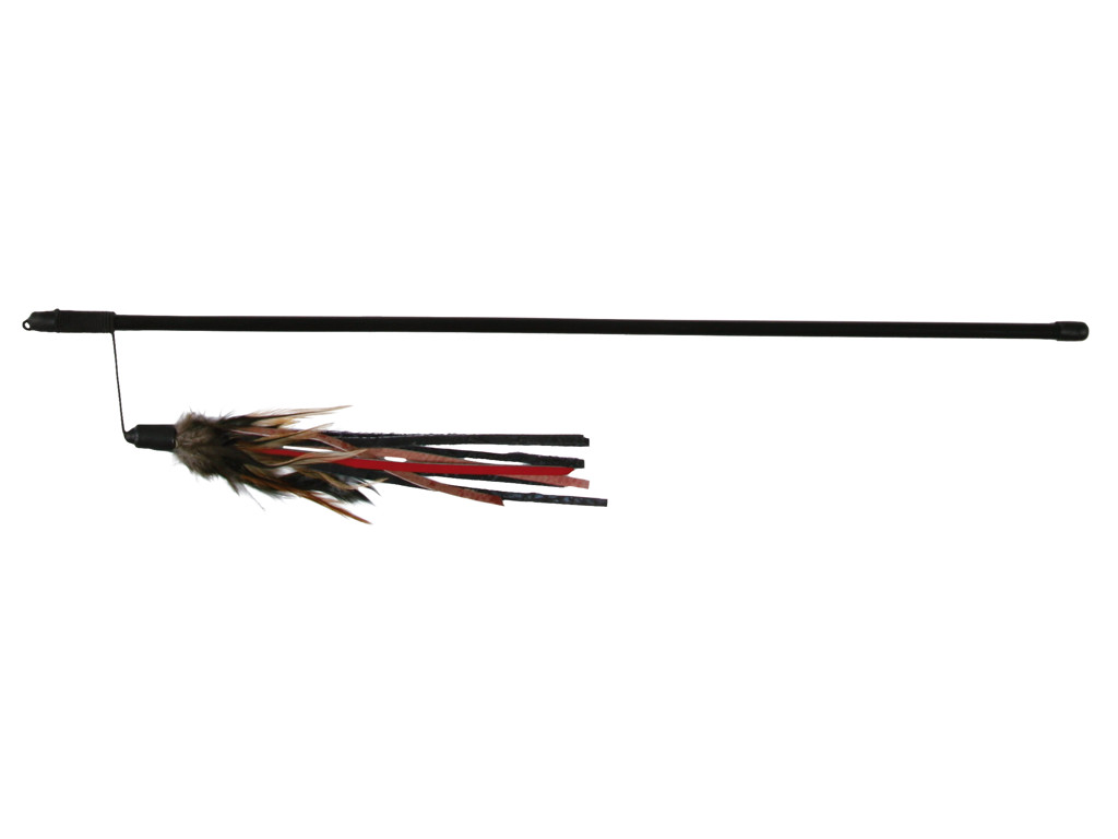 Drillepind m.læderstrop/fjer