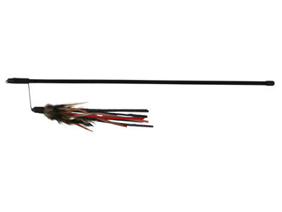 Drillepind m.læderstrop/fjer