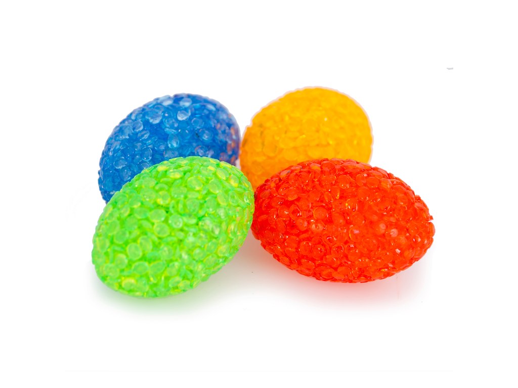 Kattelegetøj æg glitterbolde mix farver 4 cm