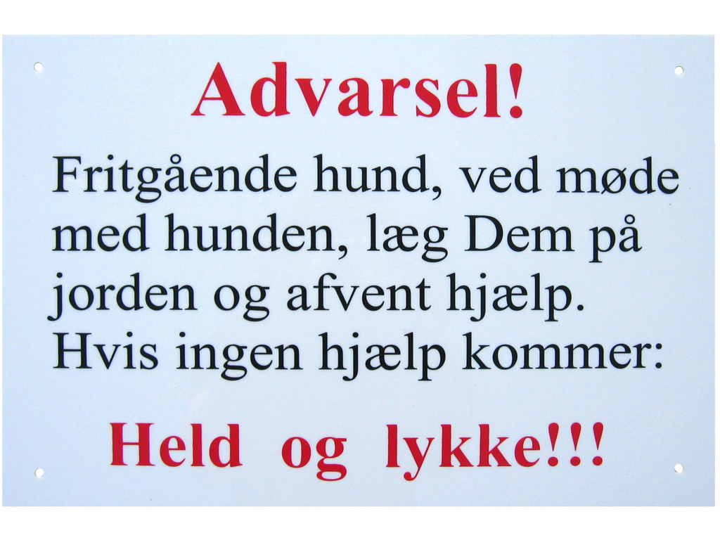 Skilt "Advarsel" Hvid 20x29cm
