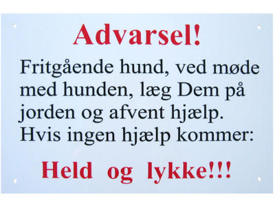 Skilt "Advarsel" Hvid 20x29cm