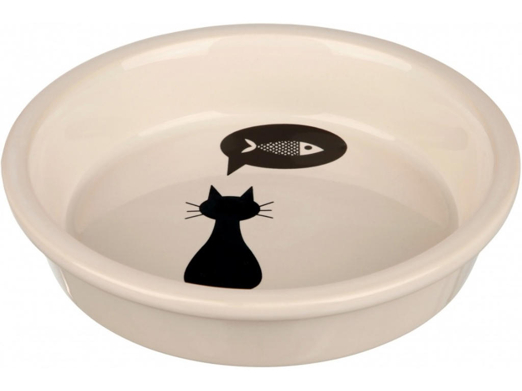 Keramik skål, kat, 0.25 l/ø 13 cm, hvid