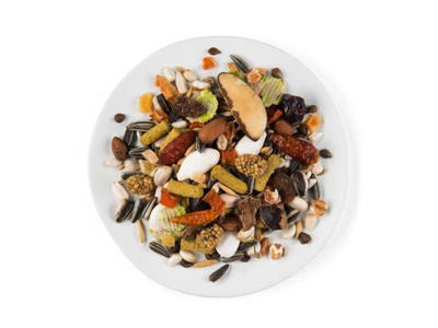 PUUR Parakit & Papegøje 2 kg – Naturligt Foder med Mango, Nødder, Hørfrø og Calcium