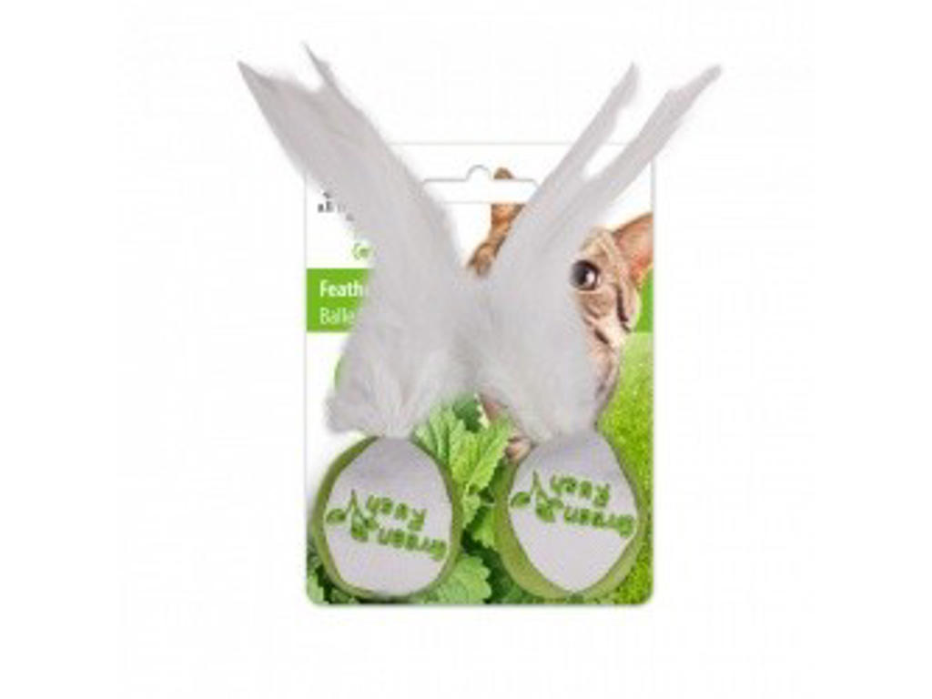 Fjerbold m.catnip 2stk Green Rush