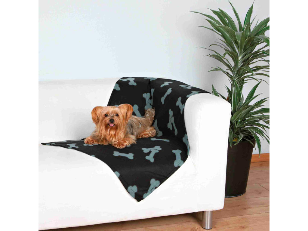 Fleecetæppe Beany sort m.ben