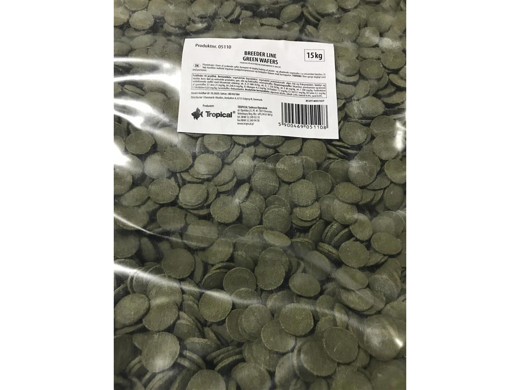 Breeder line green wafers. Sæk á 15 kg.