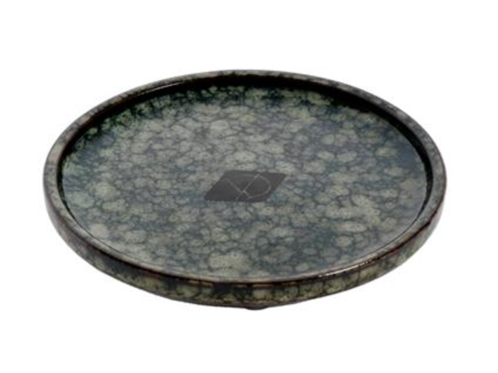 D&D FODERSKÅL FLAD JASPER 13X13X2 CM. GREEN MARBLE