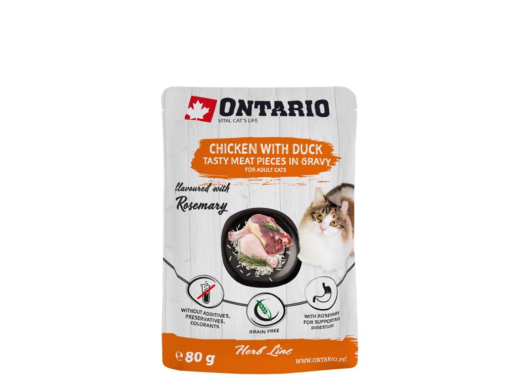 Ontario Herb line pouches - Kylling med and, ris og rosmarin 80g