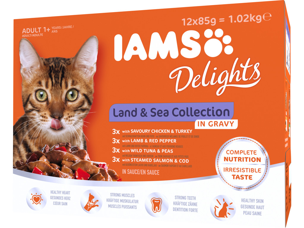 Iams Cat Adult Land & Sea collection in Gravy  12x85g