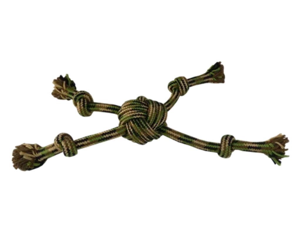 Papillon Hundereb Stjerne med 4 Arme á 20 cm – Camouflage Trække- og Tyggelegetøj