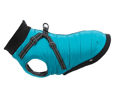Pontis Hundefrakke med Integreret Sele S – Aqua, Ryglængde 36 cm