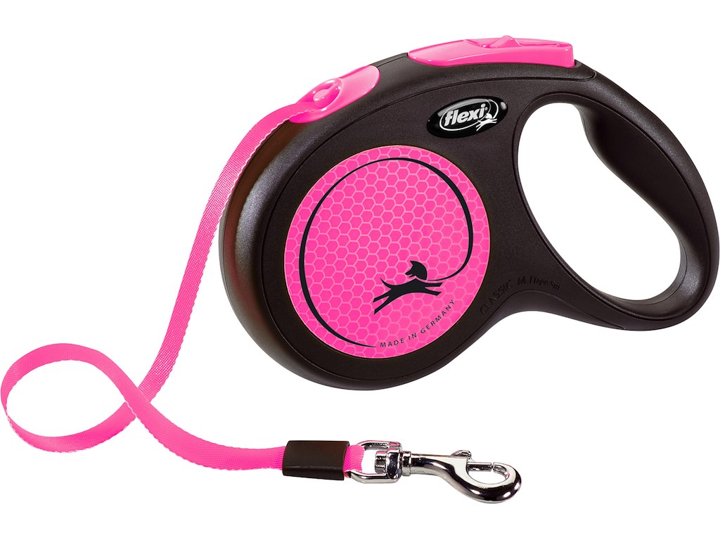 Flexi New Neon Tape M 5 Meter – Pink Flexline til Hunde op til 25 kg