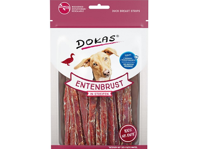 Dokas Andebryststrimler 70 g – Kornfri Hundegodbidder med 93 % Andebryst