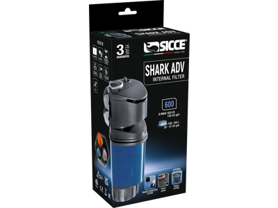 Sicce Shark ADV 600 Intern Filterpumpe – 600 l/h – EU 2-pin – 1,5 m kabel – 220-240V / 50Hz