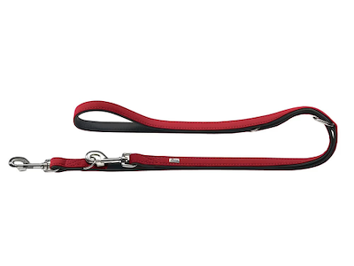 Hunter Softie T-Leash Justerbar Hundeline Rød/Sort 15 mm x 200 cm – Kunstlæder