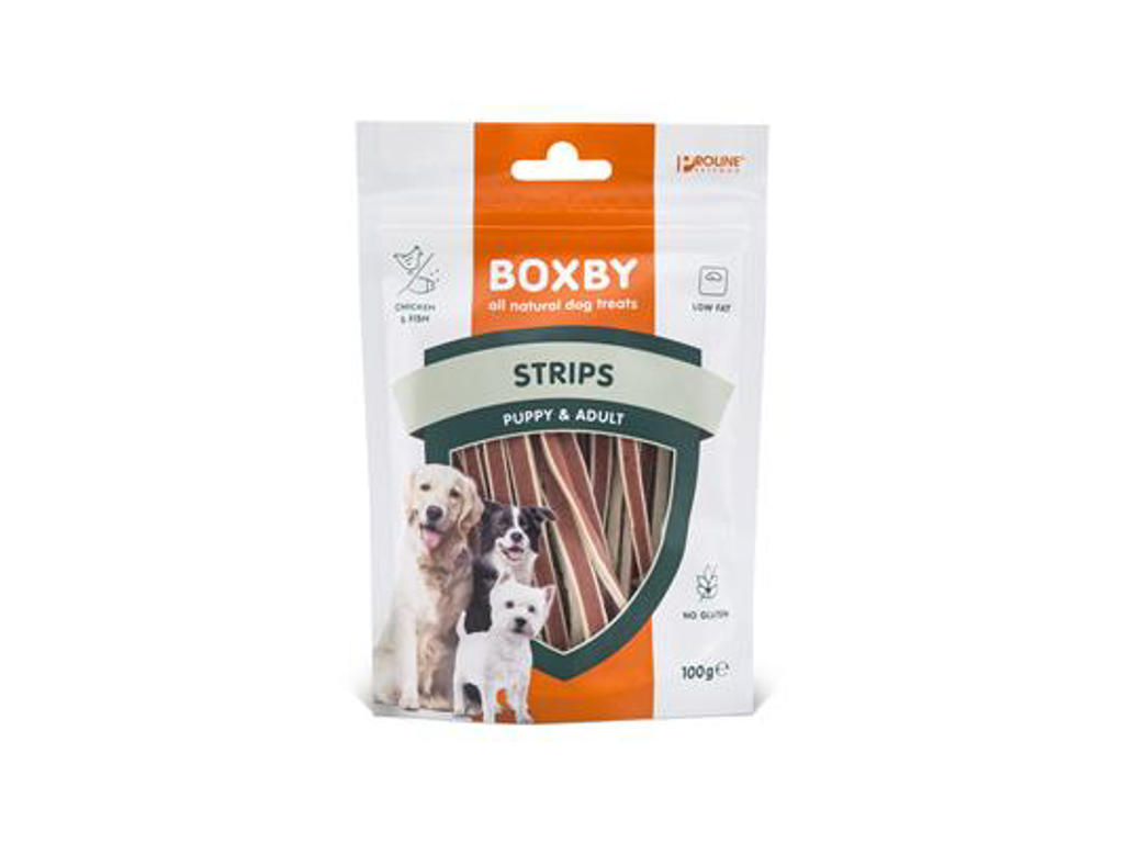 Boxby strips fish&chicken gluten-fri 100g. 