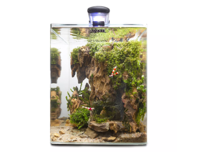 Aquael OptiBent Set 20 Sort – Buet akvariesæt 20L m. optiglas, LED, filter og varmelegeme