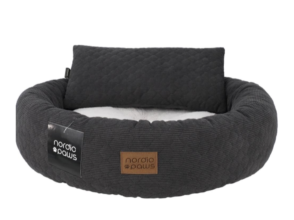 Nordic Paws Olli Cozy hundeseng M – grå, 58,5 × 58,5 × 15 cm