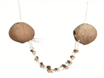 Kokosnød hus til hamster, dobbelt, ca. ø 13 cm