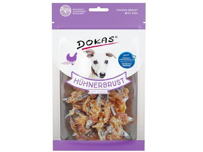 Dokas Donuts med Kyllingebryst 160 g – Tyggedonuts med Kylling og Oksehud til Hund